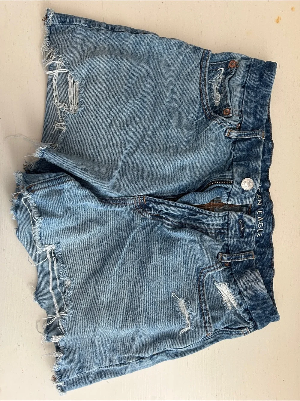 American Eagle Outfitters Light Blue Distressed Denim Jean Shorts